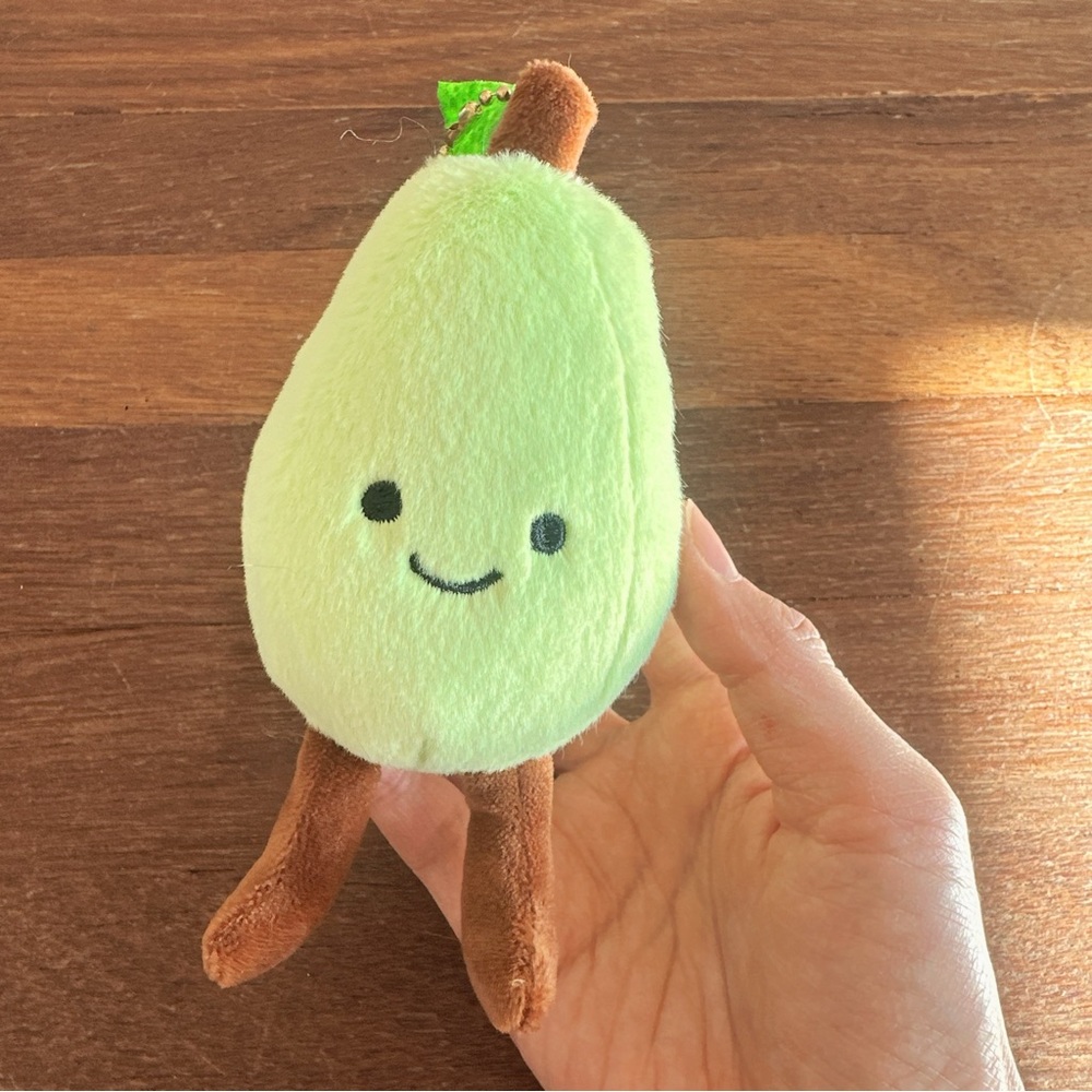 Green Pear Plush Keychain Cute Fruit Stuffed Bag Charm Kawaii Gift New
